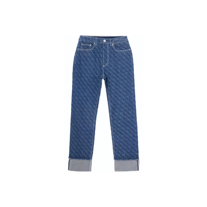 Burberry Straight Fit Monogram Print Washed Jeans 'Dark Blue'-0