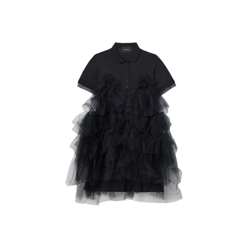 SIMONE ROCHA Tulle Overlay Polo Shirt-0