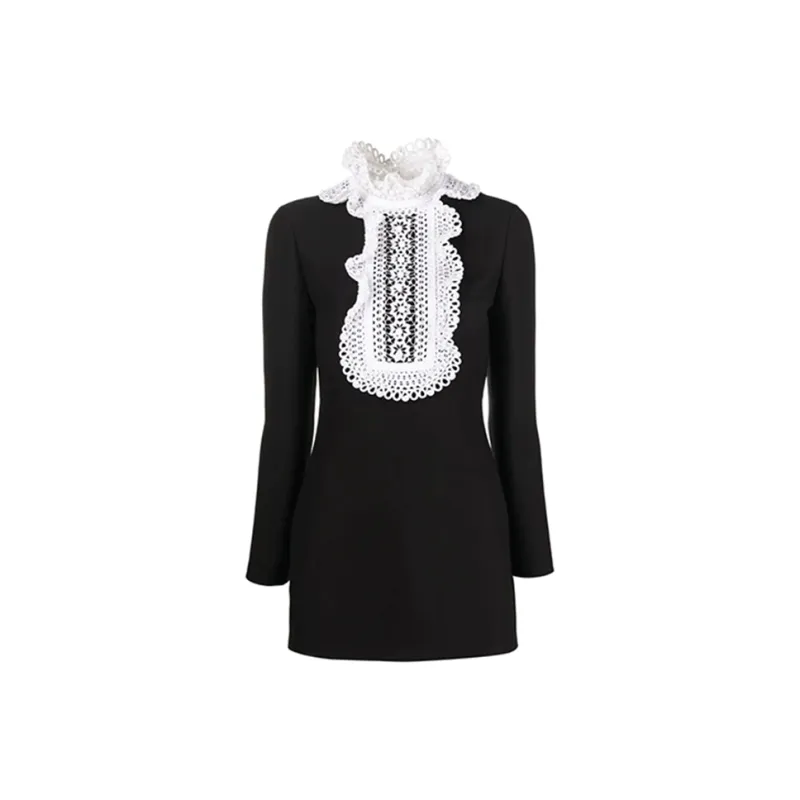 Valentino Embroidered Crepe Couture Dress-0