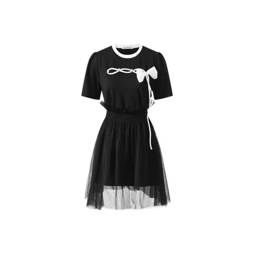 MacyMccoy Patchwork Style Dress Black