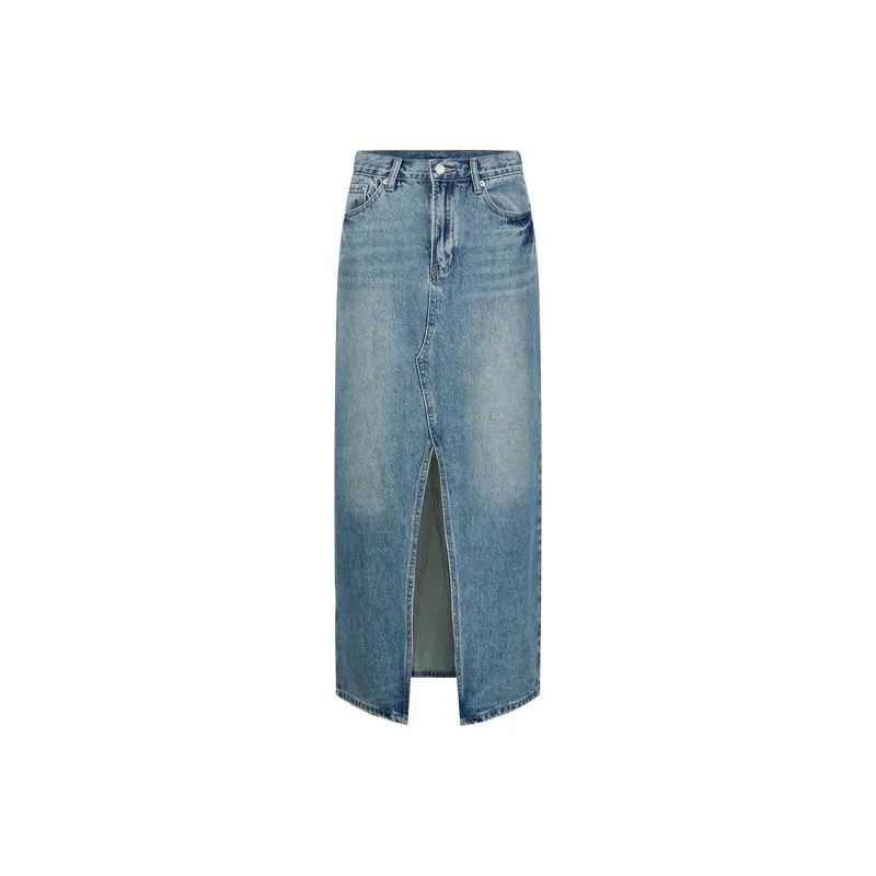 AZEPAM Denim Long Skirts Women's Blue-0