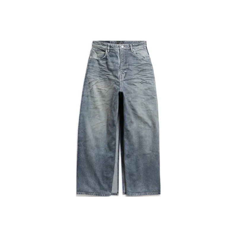 Balenciaga FW23 Apron Pants Skirt Denim Long Skirt Regular Fit Women's Blue-0