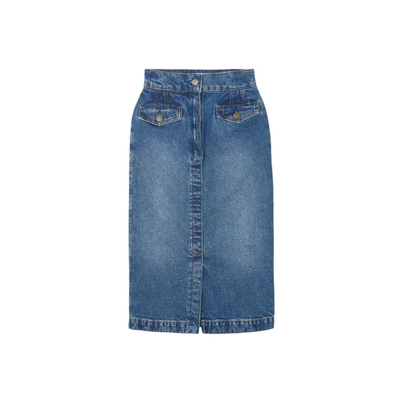 FRAME SS24 Denim Long Skirt Women's Blue-0