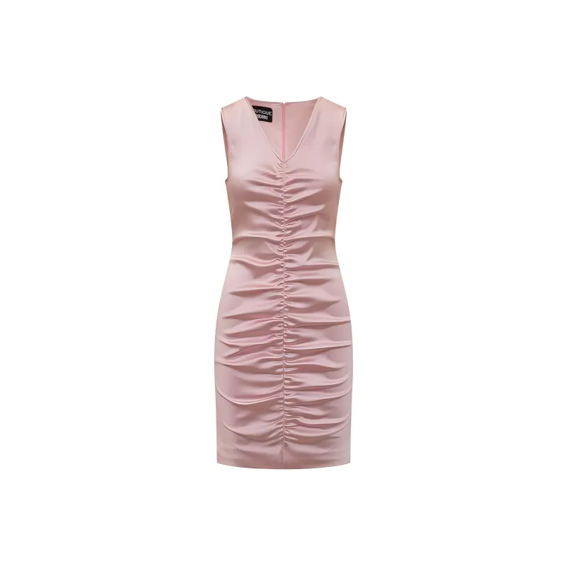 Boutique MOSCHINO Ruched V neck Mini Dress-0