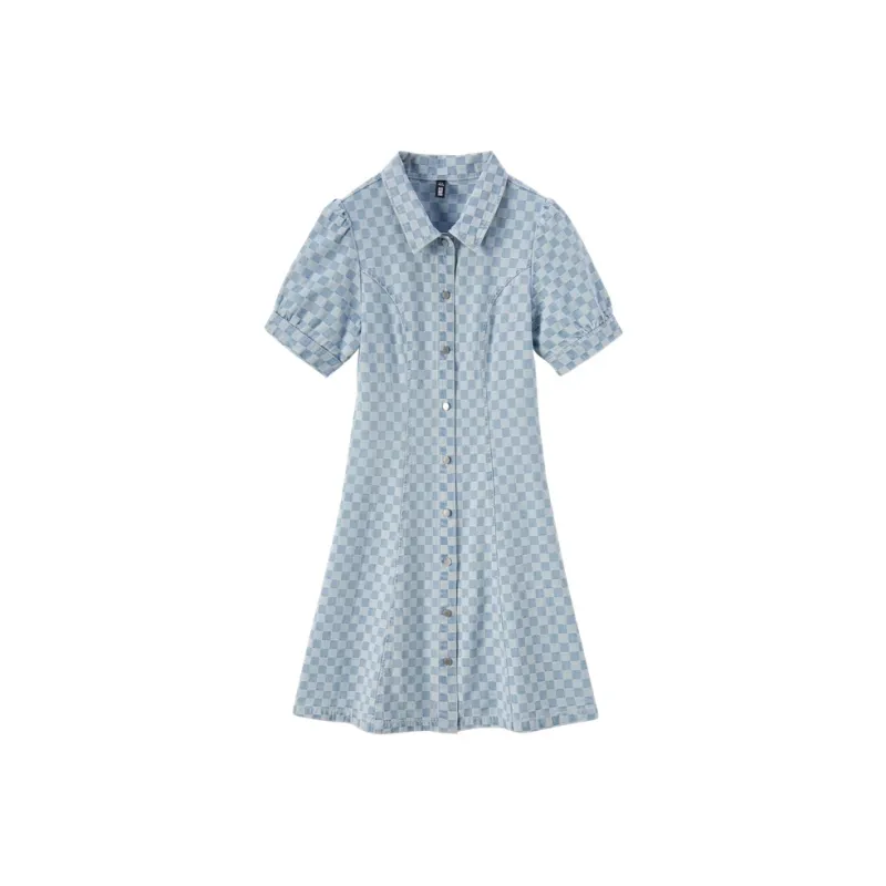 SEM/R Short Sleeved Dresses Women's Denim Light Blue-0