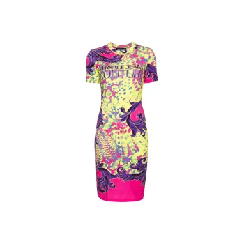 VERSACE JEANS COUTURE Animalier Print Midi Dress