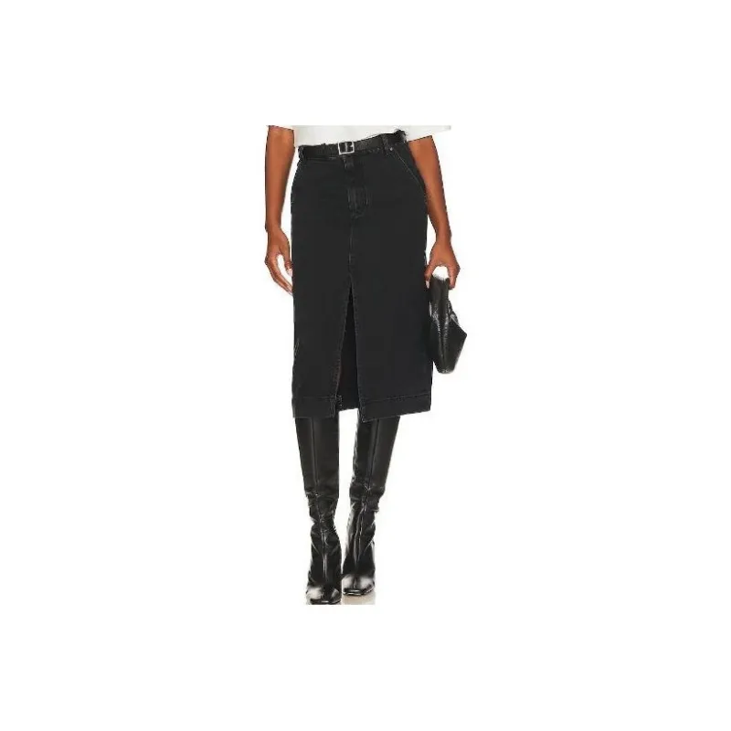 FREE PEOPLE Denim Long Skirts Women's Black-0