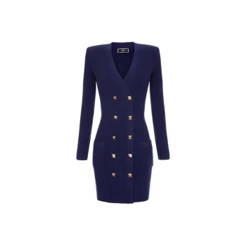 Elisabetta Franchi FW22 Long Sleeved Dress Women's Blue