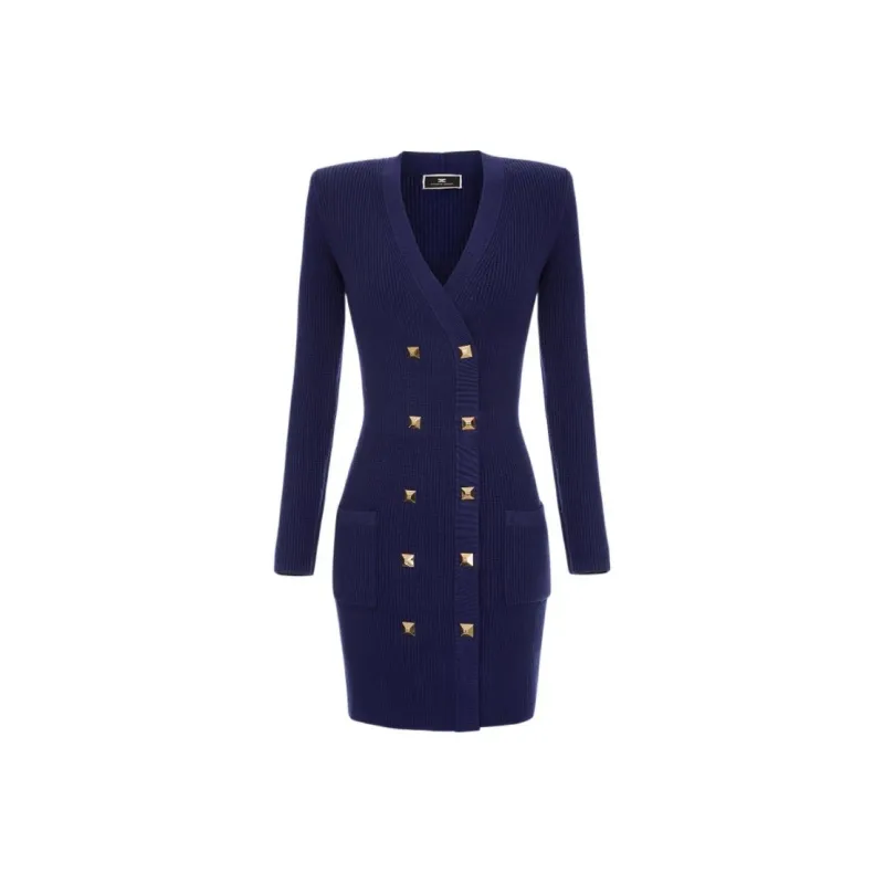 Elisabetta Franchi FW22 Long Sleeved Dress Women's Blue-0