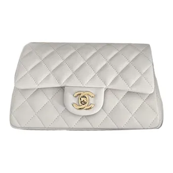CHANEL Classic Flap CF Sheepskin Flap Bag, Shoulder Bag, Crossbody Bag Mini Women's Light Gray