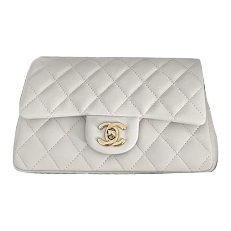 CHANEL Classic Flap CF Sheepskin Flap Bag, Shoulder Bag, Crossbody Bag Mini Women's Light Gray-0