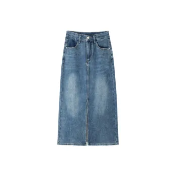 MITUAN Denim Long Skirts Women's Vintage Blue