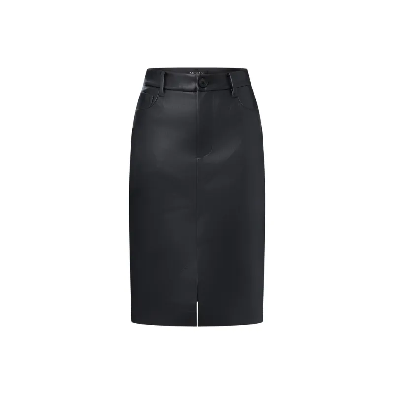 MOCO Leather Long Skirt Women's Black-1