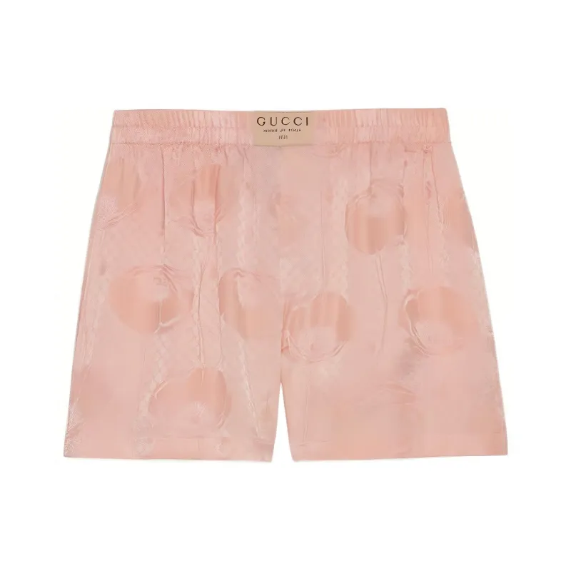 GUCCI Poppy print Silk Boxer Shorts-0
