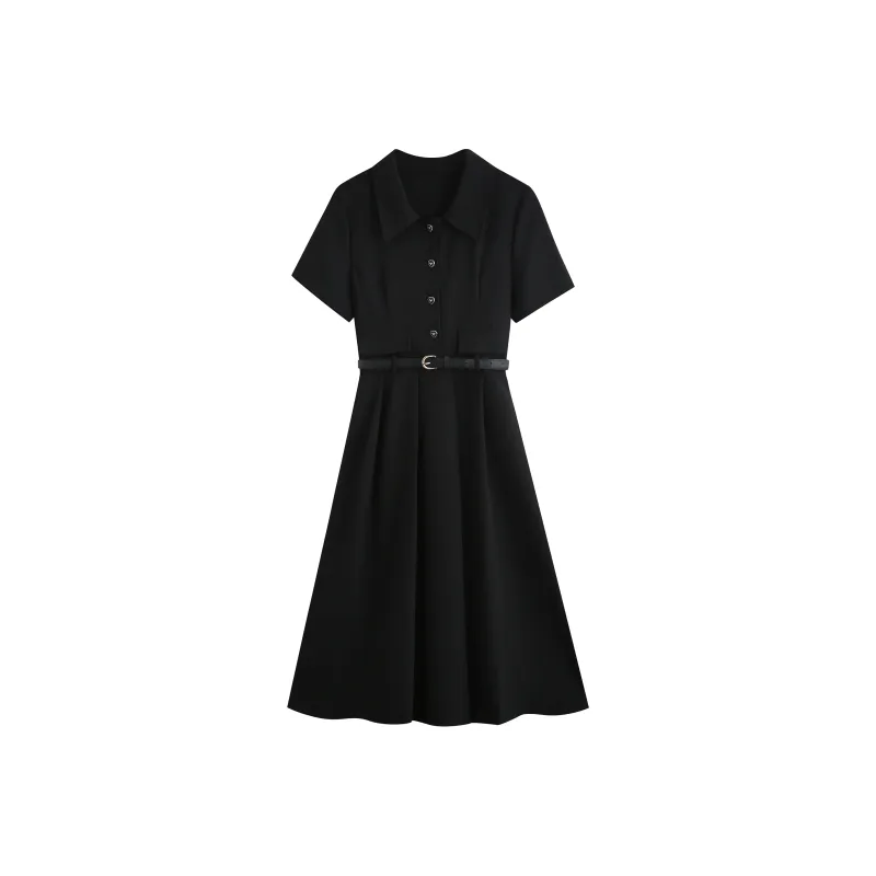 LSVE Short Sleeved Dresses Women's Black-0