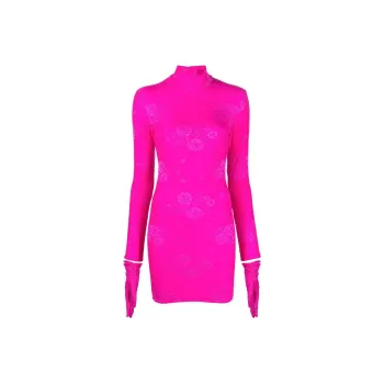 Balenciaga Long-Sleeved Dresses Women's Rose Red