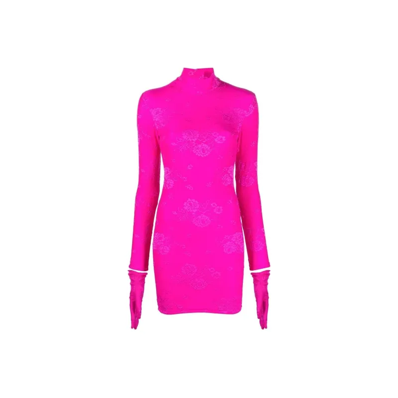 Balenciaga Long-Sleeved Dresses Women's Rose Red-0