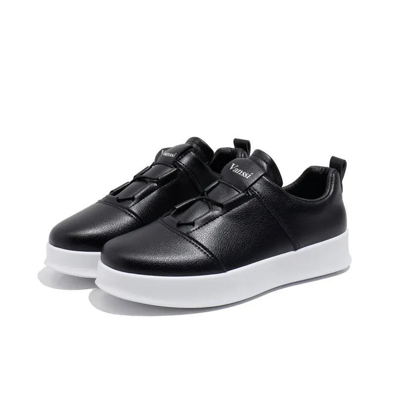 VANSSI Low Top Black Casual Sports Skateboard Shoes Men's-7