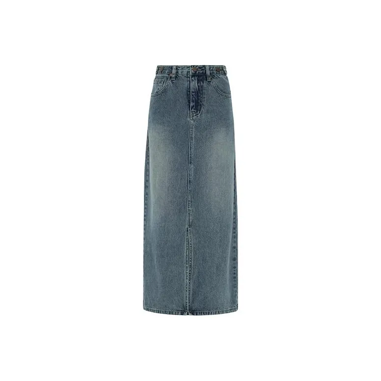 MEIYANG Denim Long Skirts Women's Vintage-0