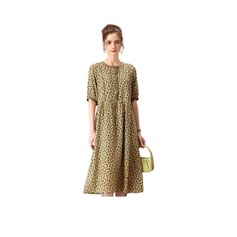 FENHONGMALI Short Sleeved Dresses Women's Green-0