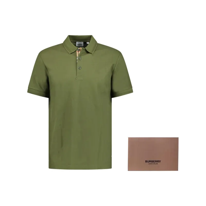 Burberry SS24 Logo Embroidery Vertical Button-Up Polo Shirt Green-2