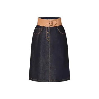 LOUIS VUITTON Eyelet Belt Denim Skirt