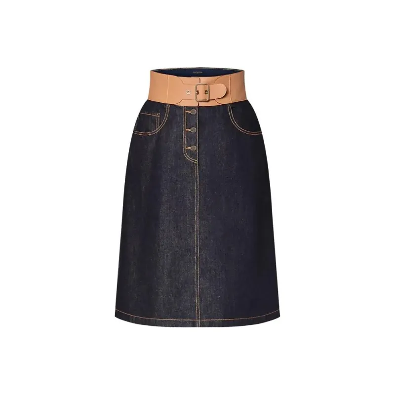 LOUIS VUITTON Eyelet Belt Denim Skirt-0
