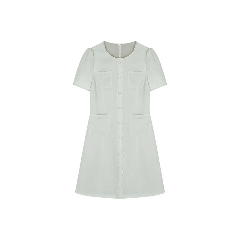 IHIMI Short Sleeved Dress Women's Light Turquoise-0