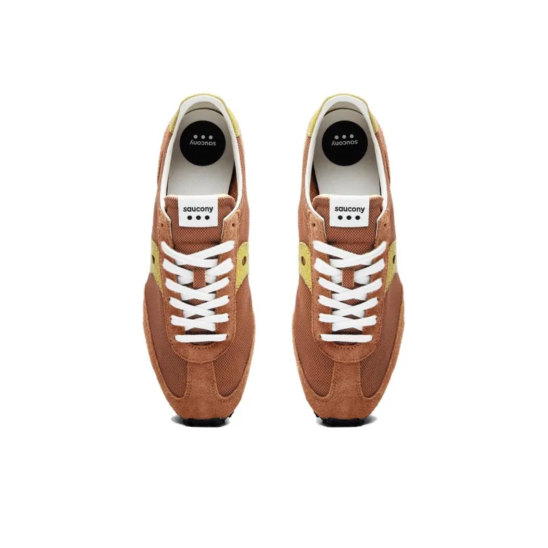 Saucony GRIPPER Slip Resistant And Breathable Low Top Casual Running Shoes Unisex Brown Yellow-3
