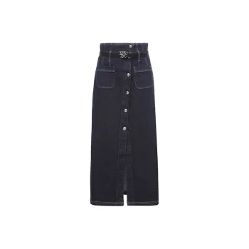 ONLY Denim Long Skirts Women's J371000 Washed Blue Denim 1000JEANS BLUE