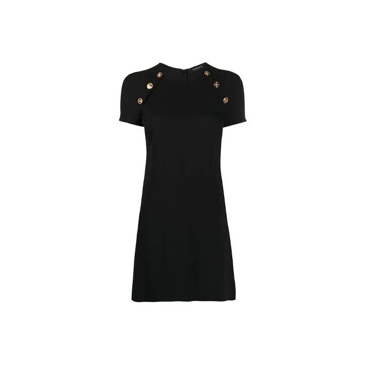 VERSACE Short Sleeved Dress Women's Black-0