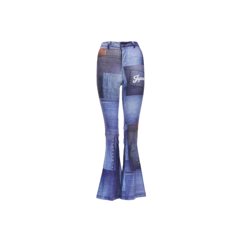 JYOSEI Flared Pants Women's Blue-0