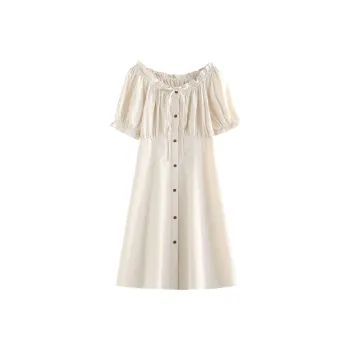 NAWAIN Short Sleeved Dresses Women's White