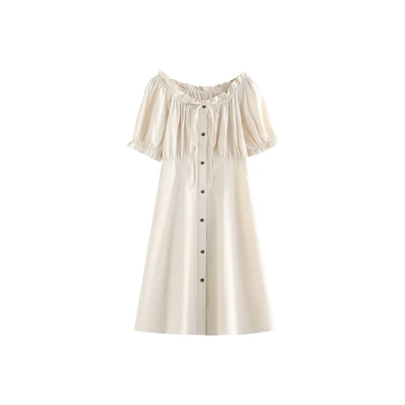 NAWAIN Short Sleeved Dress Women's White-0