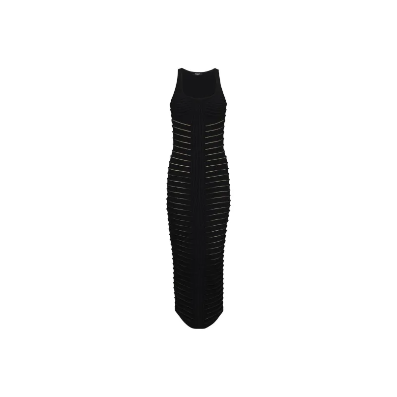 BALMAIN Cut out Detail Knitted Long Dress-0