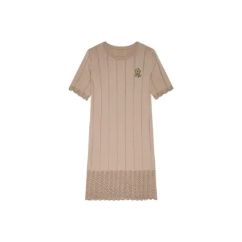 DKNY SS24 Short Sleeved Dress Women's Light Brown