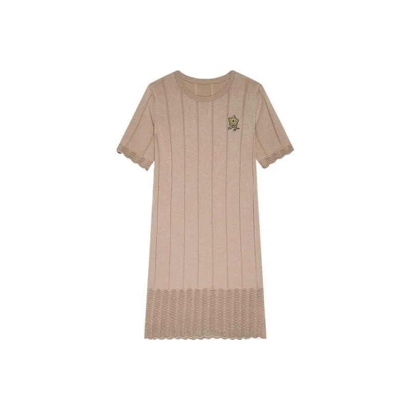 DKNY SS24 Short Sleeved Dress Women's Light Brown-0