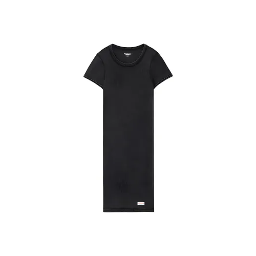 Alexander Wang Bodywear Series FW24 Short Sleeved Dresses Women's Washed Black