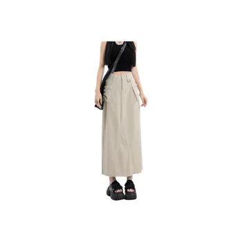 ZAVK Denim Long Skirts Women's Khaki