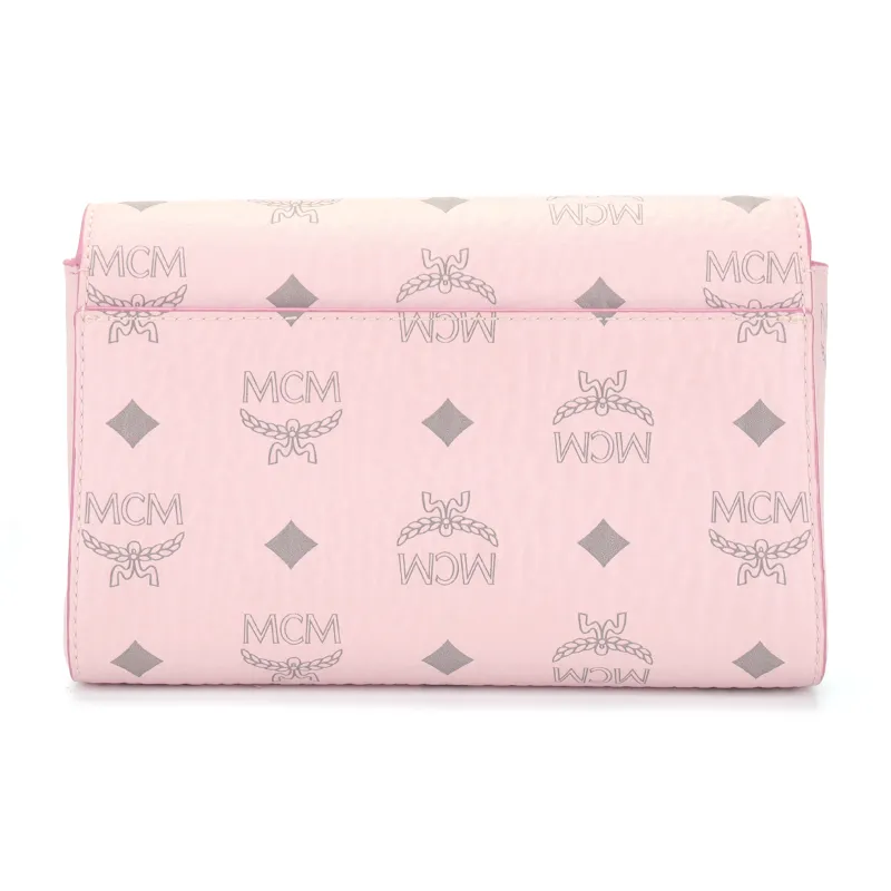 MCM Millie Visetos Artificial Leather Envelope Bag, Chain Bag, Crossbody Bag, Shoulder Bag Small Size Women's Pink-2