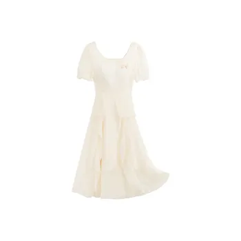 MOPB Short Sleeved Dress Women's Gift Box Set Included Beige Apricot