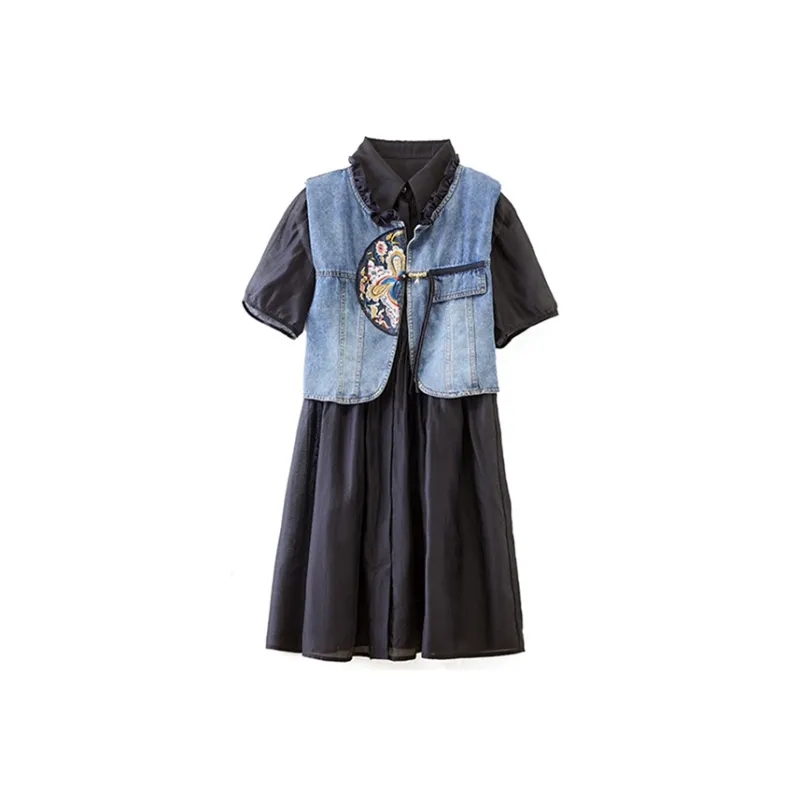 Mapping Short Sleeved Dresses Women's Black-0
