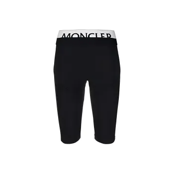 Moncler Logo Stretch Waist Jersey Biker Shorts 'Black'
