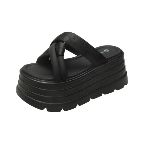 AJPAP Slide Slippers Women's Yellow Beige Black