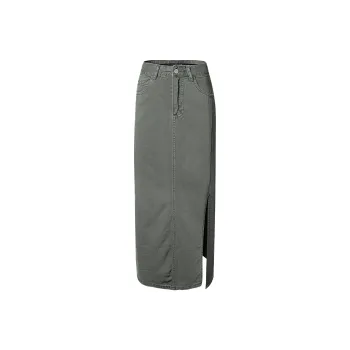 QYPRF Denim Long Skirts Women's Army Green