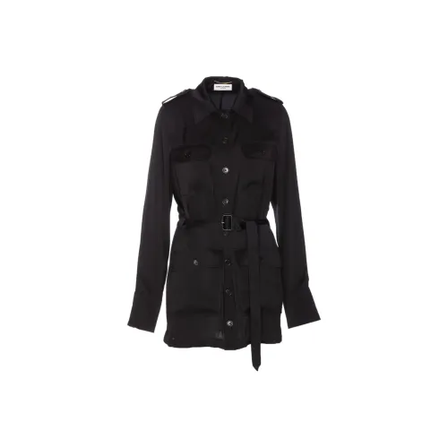 SAINT LAURENT Buttoned Belted Dress