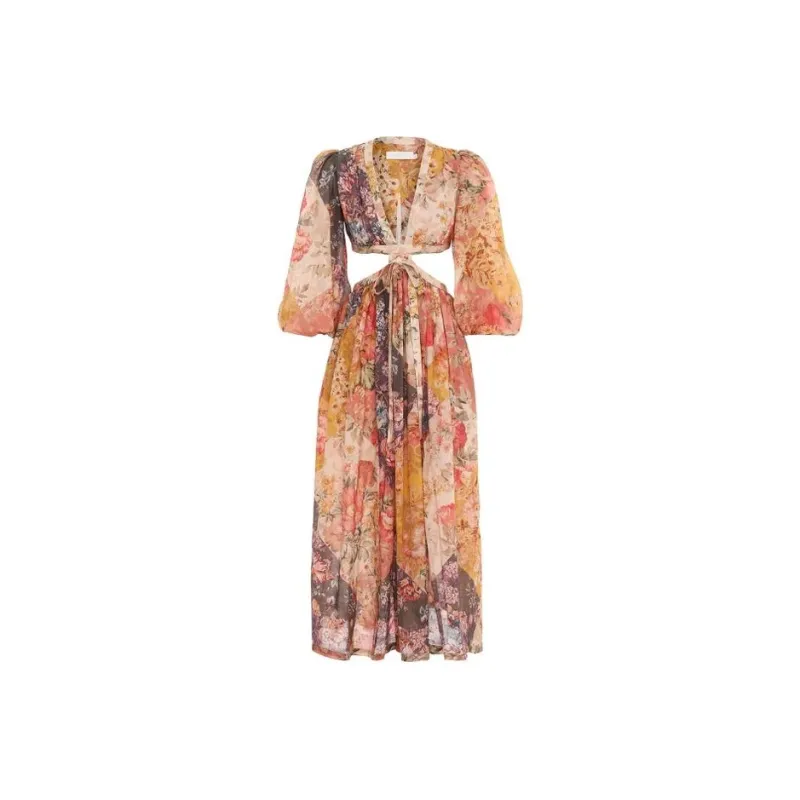 Zimmermann FW22 Long Sleeved Dress Women's Orange-0