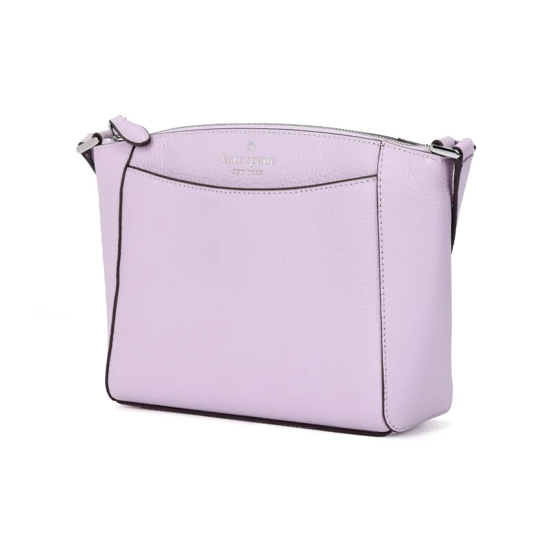 Kate Spade Litchi Grain Leather Shoulder Bag, Crossbody Bag Small Size Women's Purple Mist Color-1