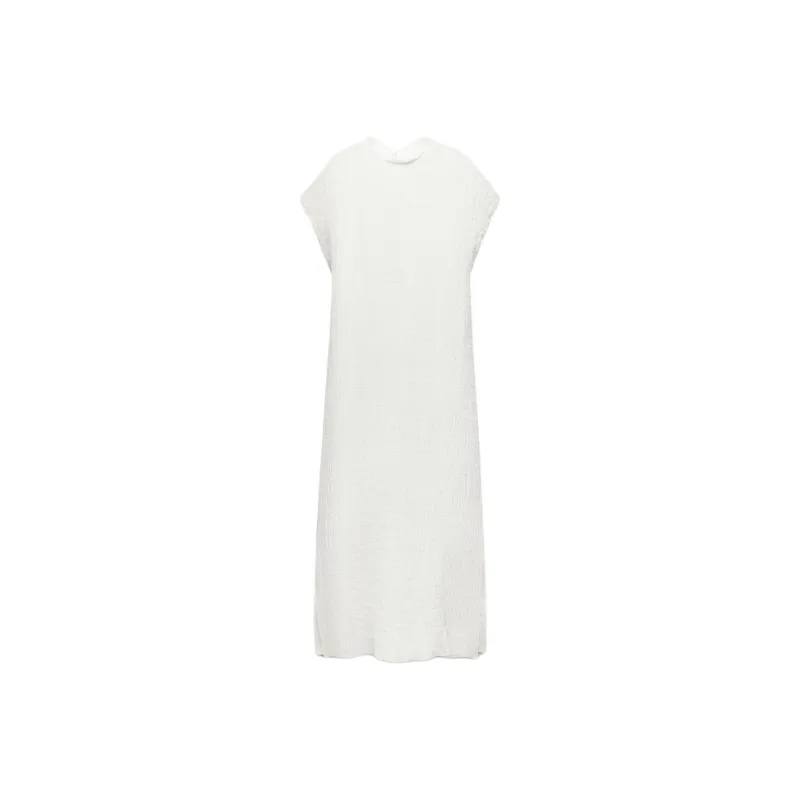 ZARA Short Sleeved Dress Women's White-0