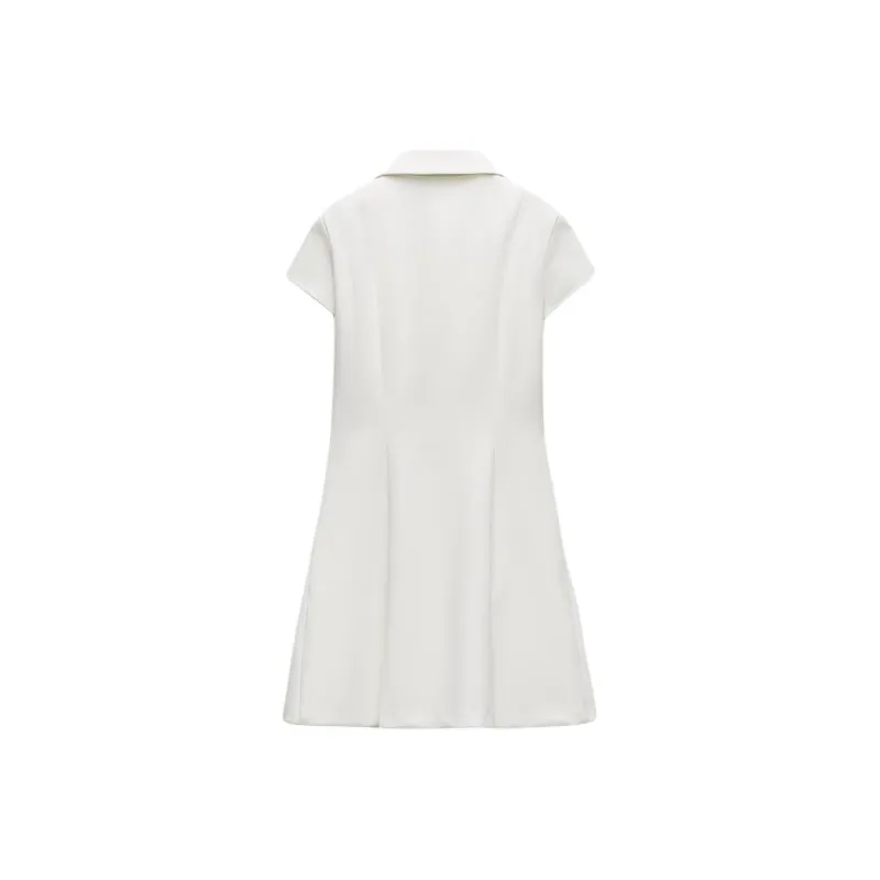 ZARA Short Sleeved Dress Women's White-0